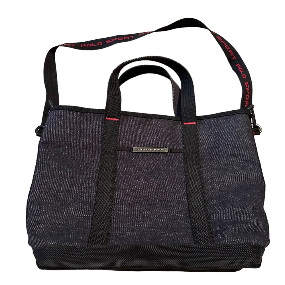 Polo Sport by Ralph Lauren Denim Blue Canvas Book Bag Tote EUC